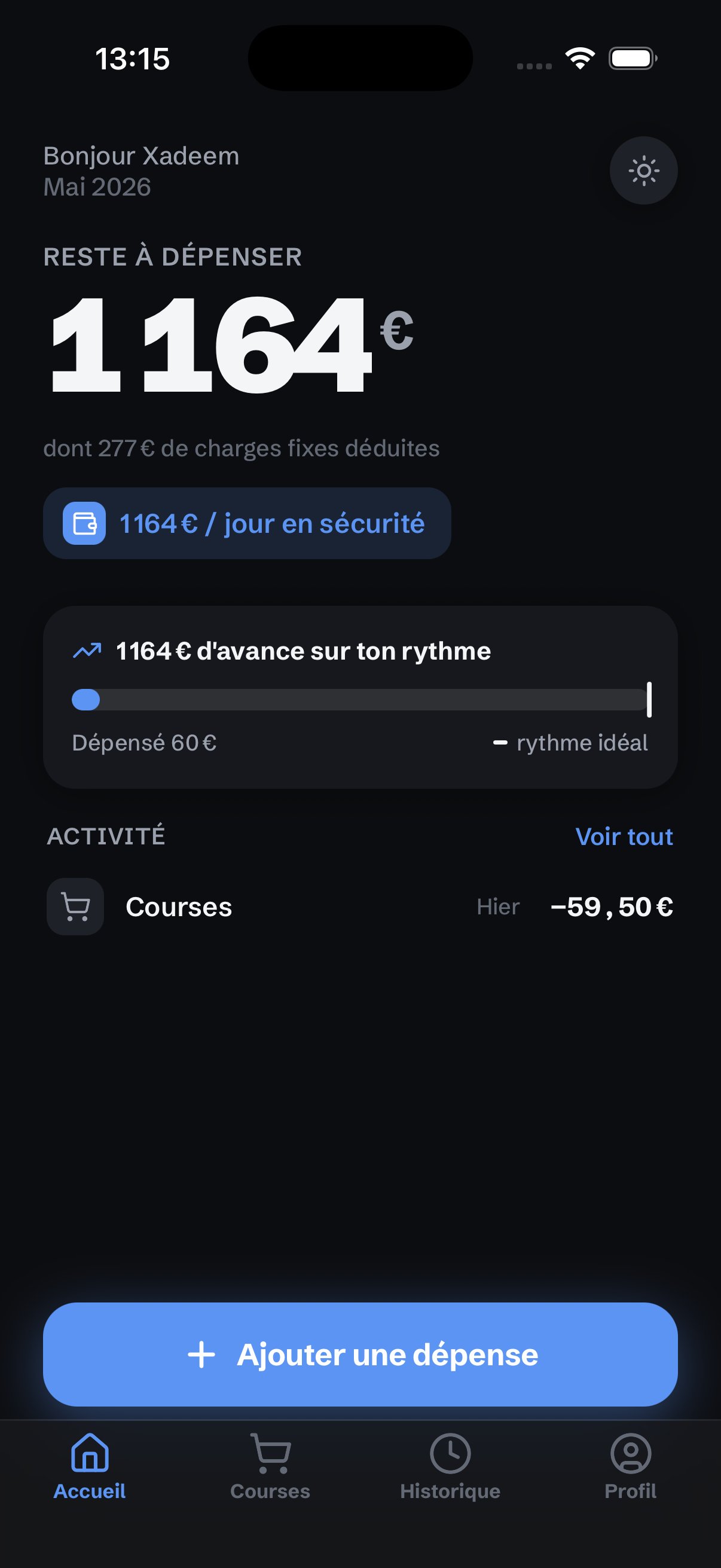 LitMoney — Écran d'accueil